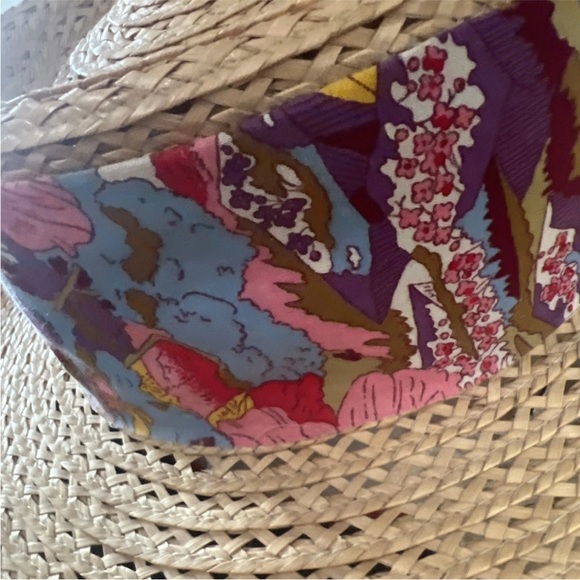Vintage Straw Sun Hat – Festival Vibes, Floral Band Trippy Pattern - Picture 7 of 13